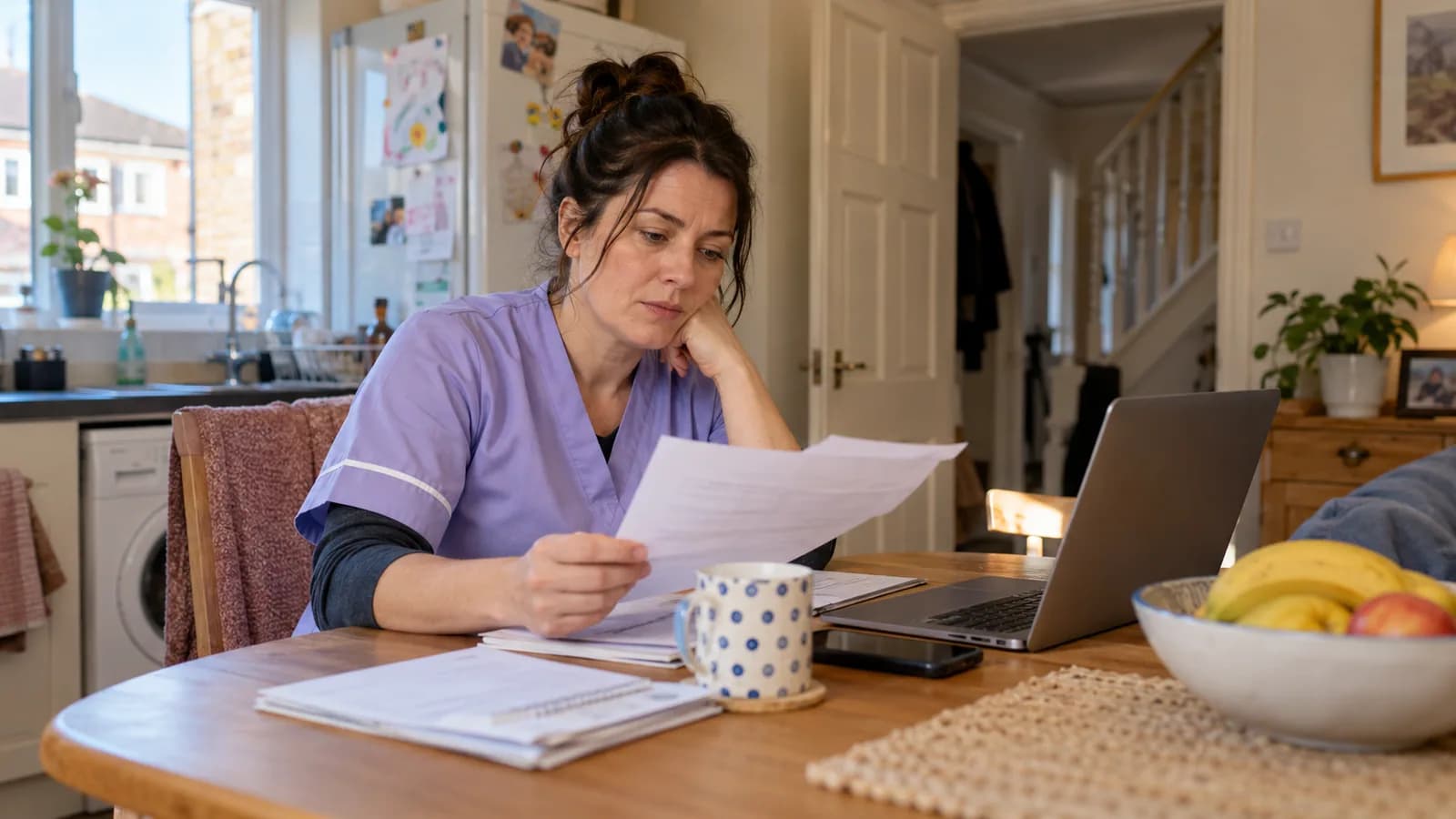 A worker checking their payslip after a shift.
