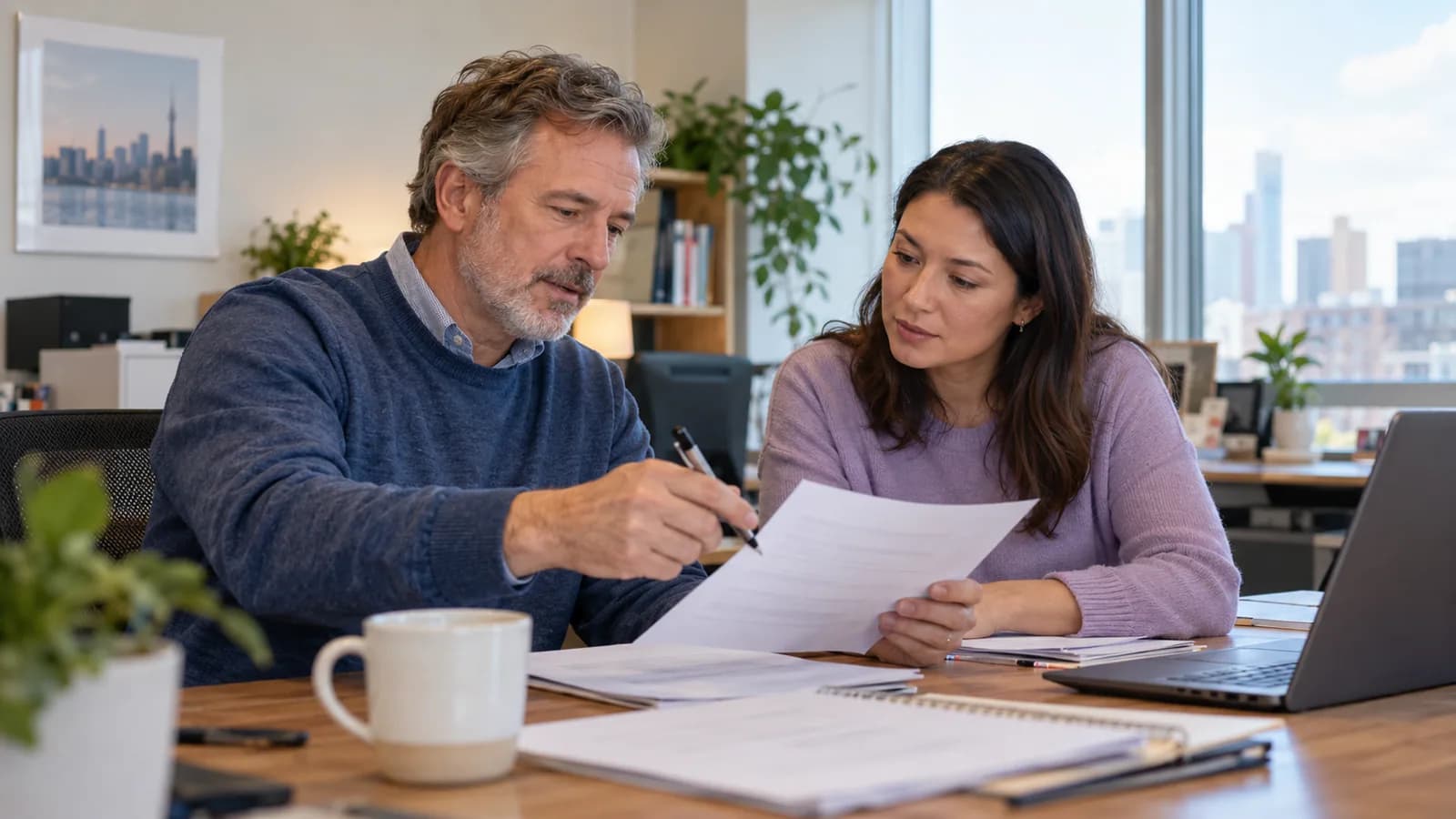 A worker discussing payroll deductions with a colleague.